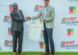 Zimbabwe Cricket chairman Tavengwa Mukhuhlan with Brtish Ambassador Peter Vowles