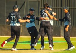 New Zealand celebrate winning the Zim Tri Series final PIC Zimbabwe Cricket Printzone